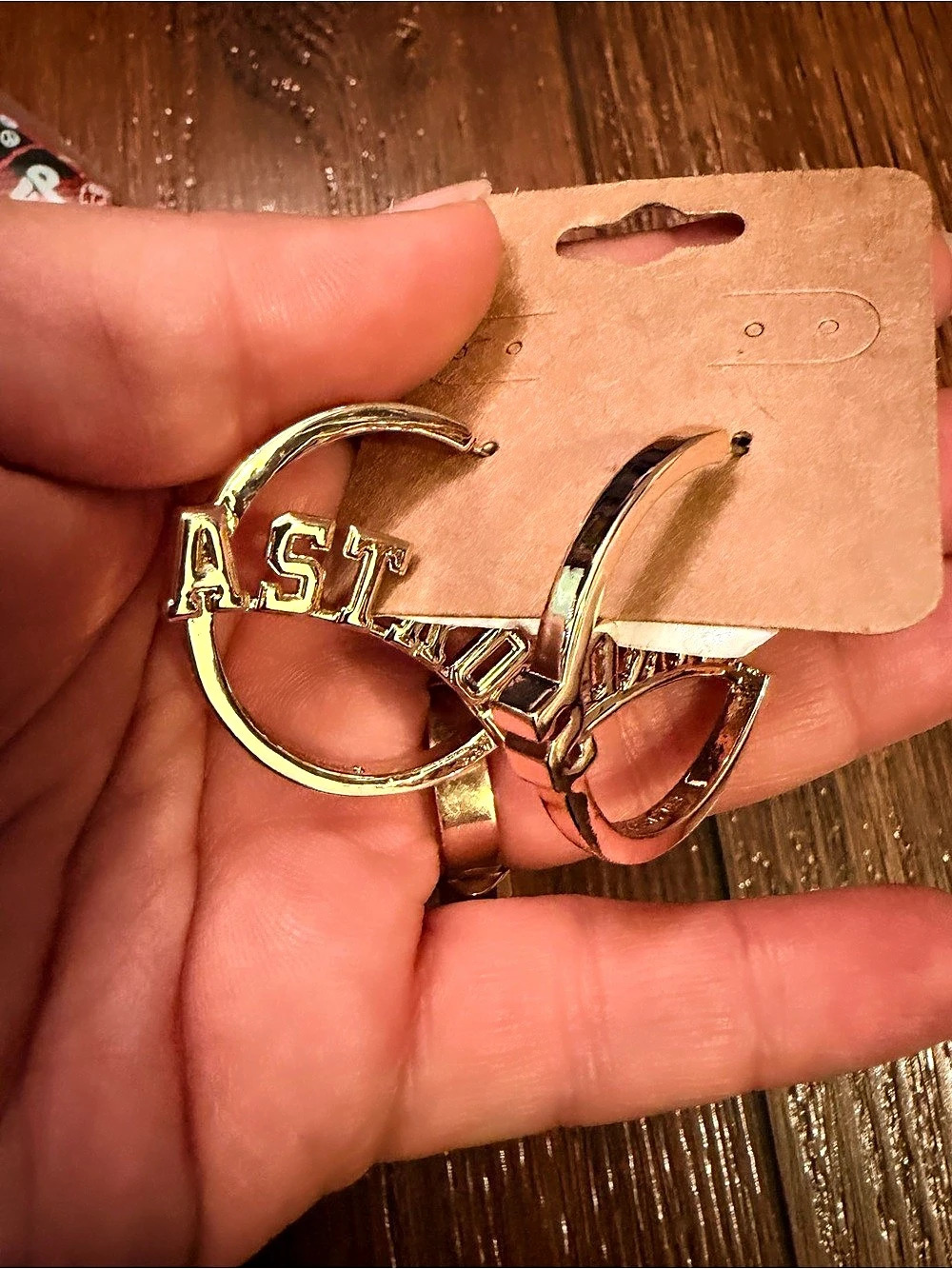 MLB astros Gold-Tone Hoop Drop Earrings